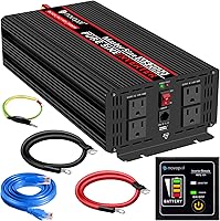 Vista 1 de Novopal Inversores de corriente de onda sinusoidal pura de 2000 vatios CC 12 V a CA 110 V 120 V con 2 salidas de CA, puertos USB, control remoto