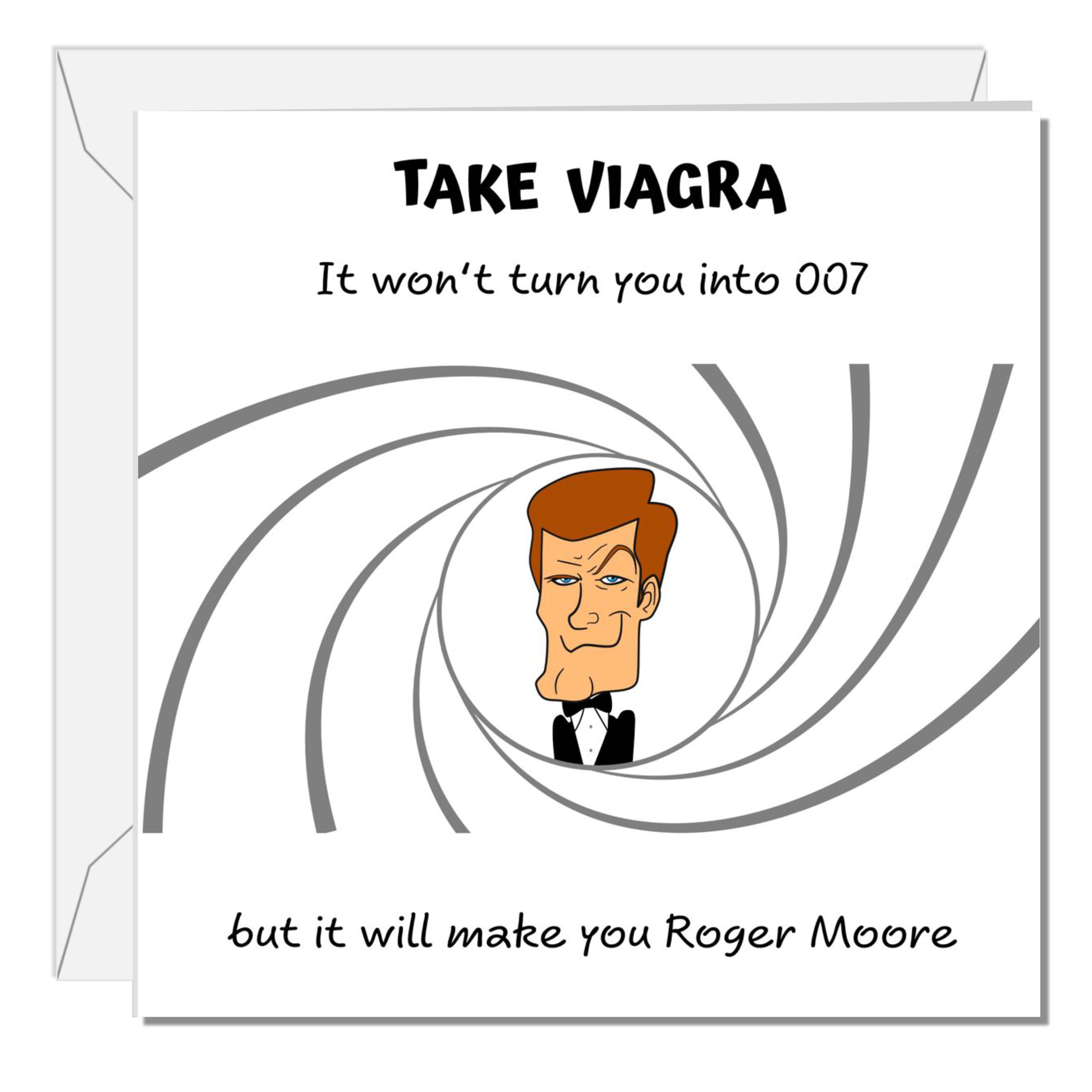 SWIZZOO Funny James Bond Birthday Card for Him; Husband, Boyfriend, Male Friend, Men, Uncle - Humorous Roger Moore Adult Rude Cheeky Joke