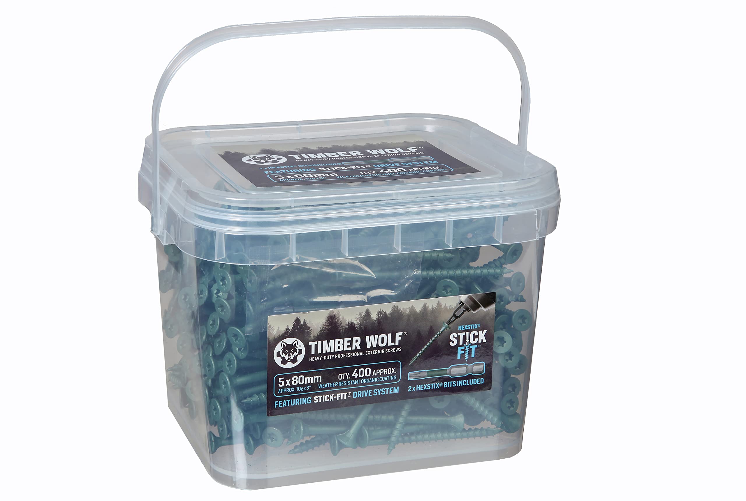 Timber Wolf Green Wolf Exterior Woodscrews - 5.0 X 80Mm - Tub Of 400,