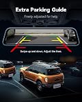 WOLFBOX G840S 12" 4K Caméra de sauvegarde Mirror Dash Cam, 5.8GHz WiFi Smart Rearview Miroir pour voitures & Camions, Vue avant et arrière double caméra, Vue de nuit, Assistance au stationnement, Inclus 32GB Carte & GPS