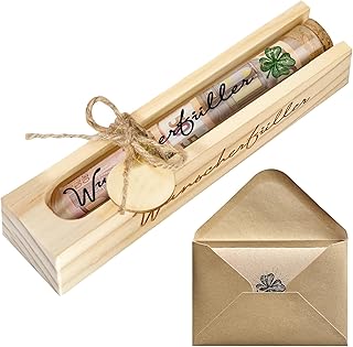 Wunscherfüller Geldgeschenk, Geldgeschenke Geburtstag Holz, Hochwertige Geldgeschenke Verpackung, Kreativ Geld Geschenk Inklusive Kunststoff Reagenzglas Umschlägen Glückwunschkarte