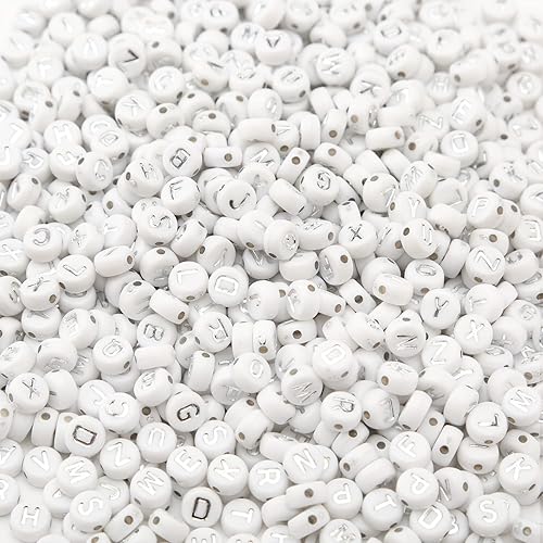 1000 cuentas de letras acrílicas del alfabeto de 0.157 x 0.27 pulgadas, cuentas redondas de la A a la Z, para hacer joyas, cuentas del alfabeto disponible en Yaxa Colombia