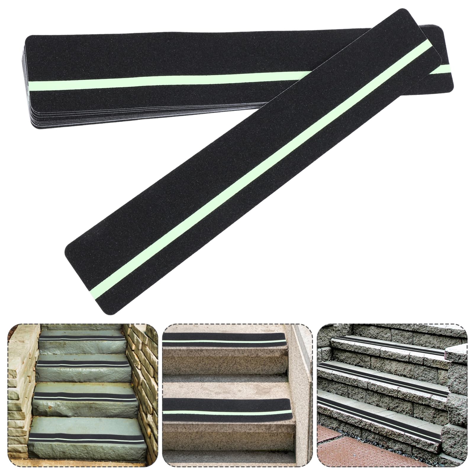 Holibanna 12 Piezas Tread Antideslizante de Madera para Escaleras Interiores y Exteriores Tiras Nocturnas para Mayor Visibilidad para de Madera y Decks Protección Antideslizante para