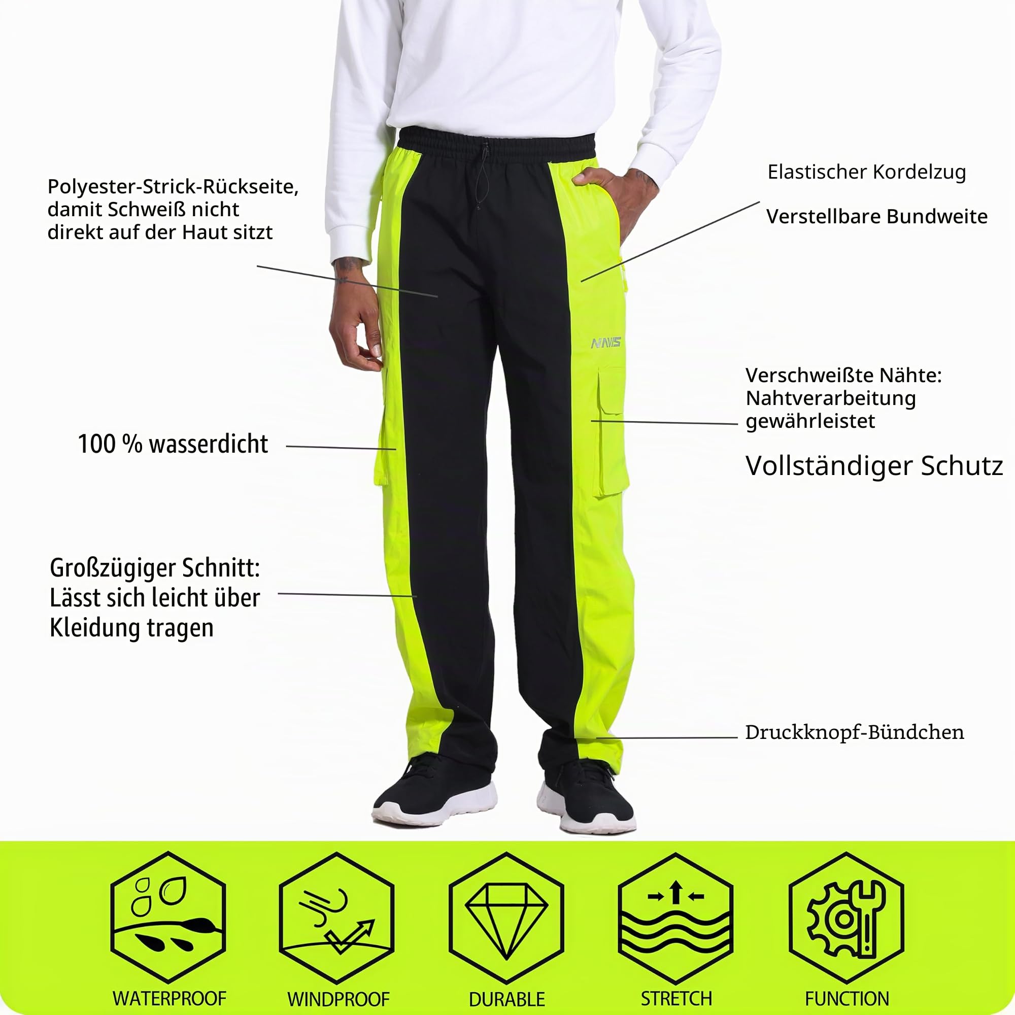 Herren Regenanzug Set Wasserdicht Arbeitskleidung 3-teilig - Leichtes Profi Regenset mit 15000 mm Wassersäule, atmungsaktiv, flexibel für Bau, Angeln & Outdoor-Arbeit