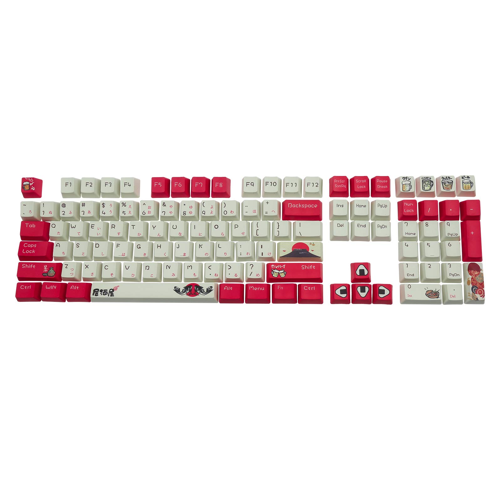 Keycaps, 104 Key OEM PBT Keycaps Dye Sublimation Japanese Anime Keycap for Cherry Gateron Kailh Switch Mechanical Keyboard (Only Sell Keycaps)