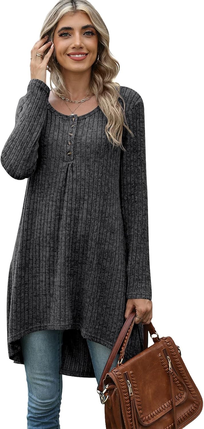 Naggoo Long Tunic Tops for Women for Leggings Long Sleeve Henley Shirts High Low Fall Sweaters M-3XL - Image 5