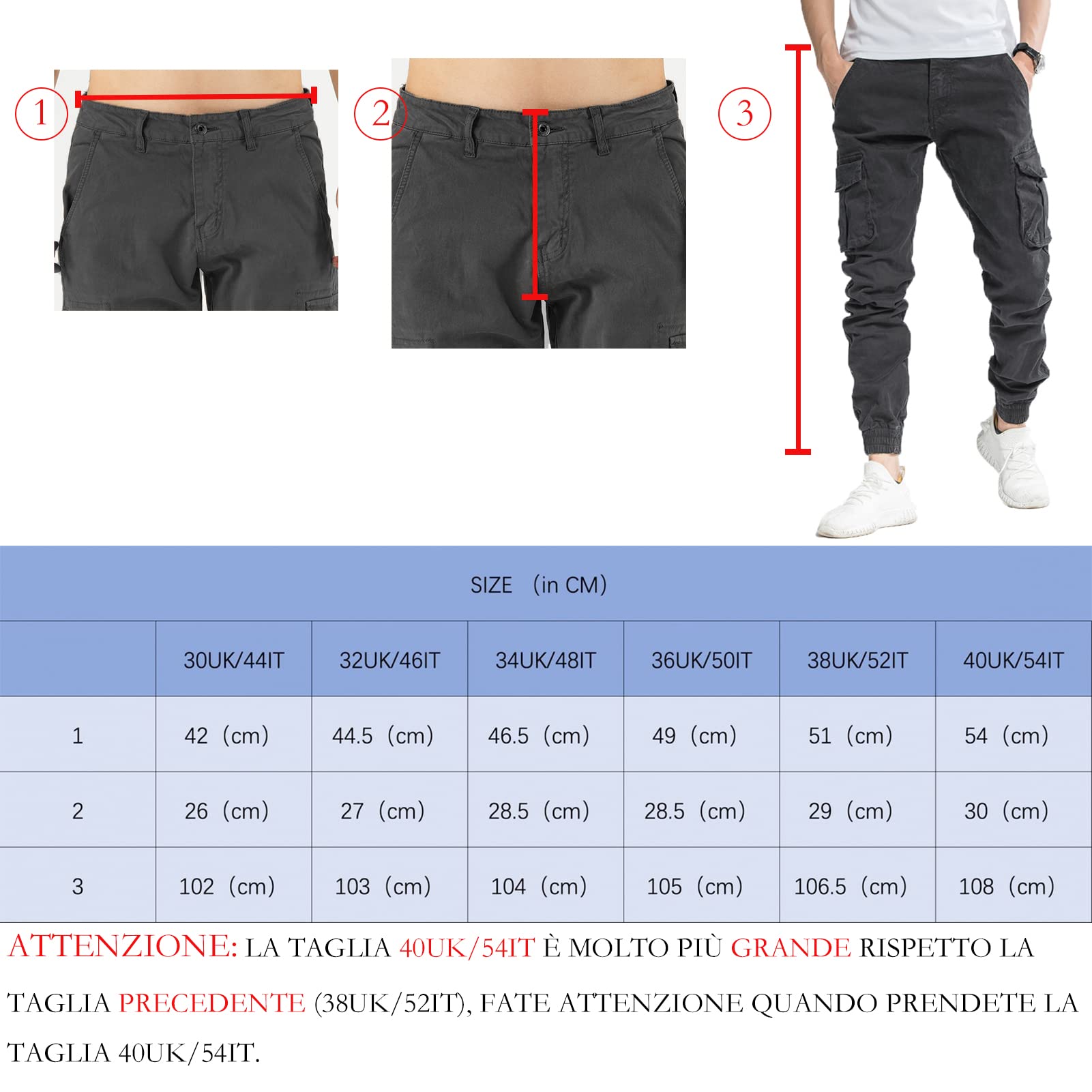 TONY BACKER Pantaloni Casual Uomo Pantaloni Cargo Uomo Pantalone Vintege G6551