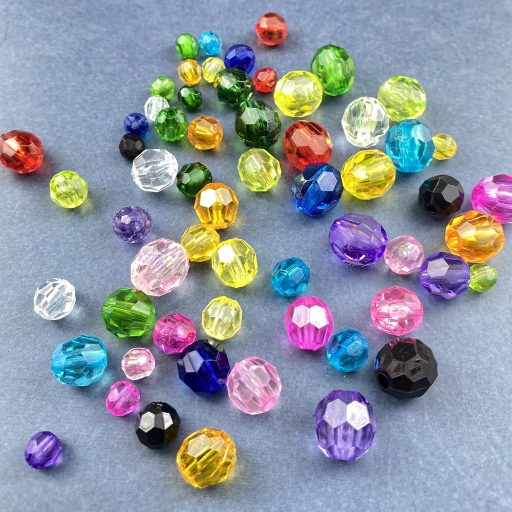 300pcs 8mm Acrylic Round Crystal Faceted Beads for Crafts Spacer Beads for Jewelry Making Necklaces Bracelets Earrings DIY Decoration(Dark Green) - Image 3