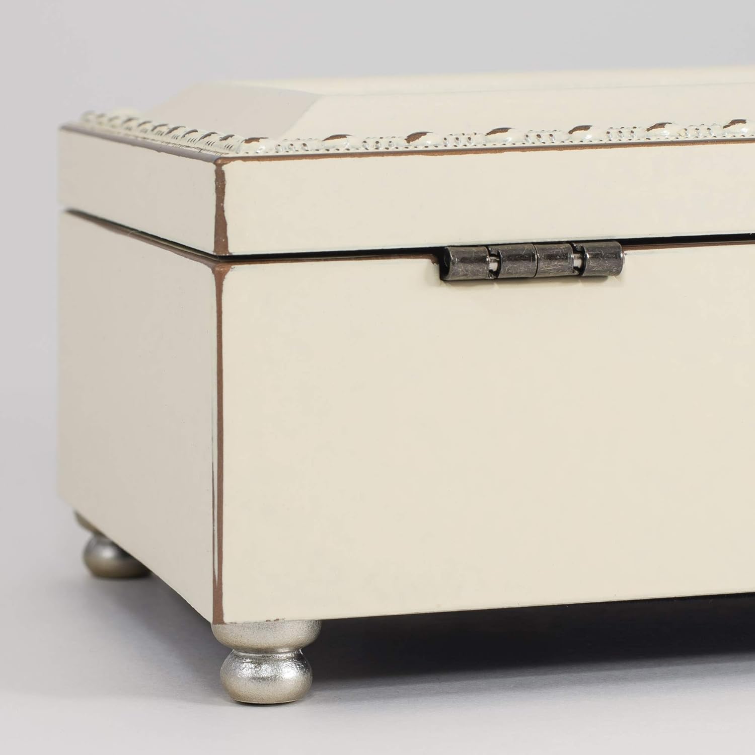 Cottage Garden Baptized Name of Father Matthe Ivory Jewelry Music Box Plays Jesus Loves Me