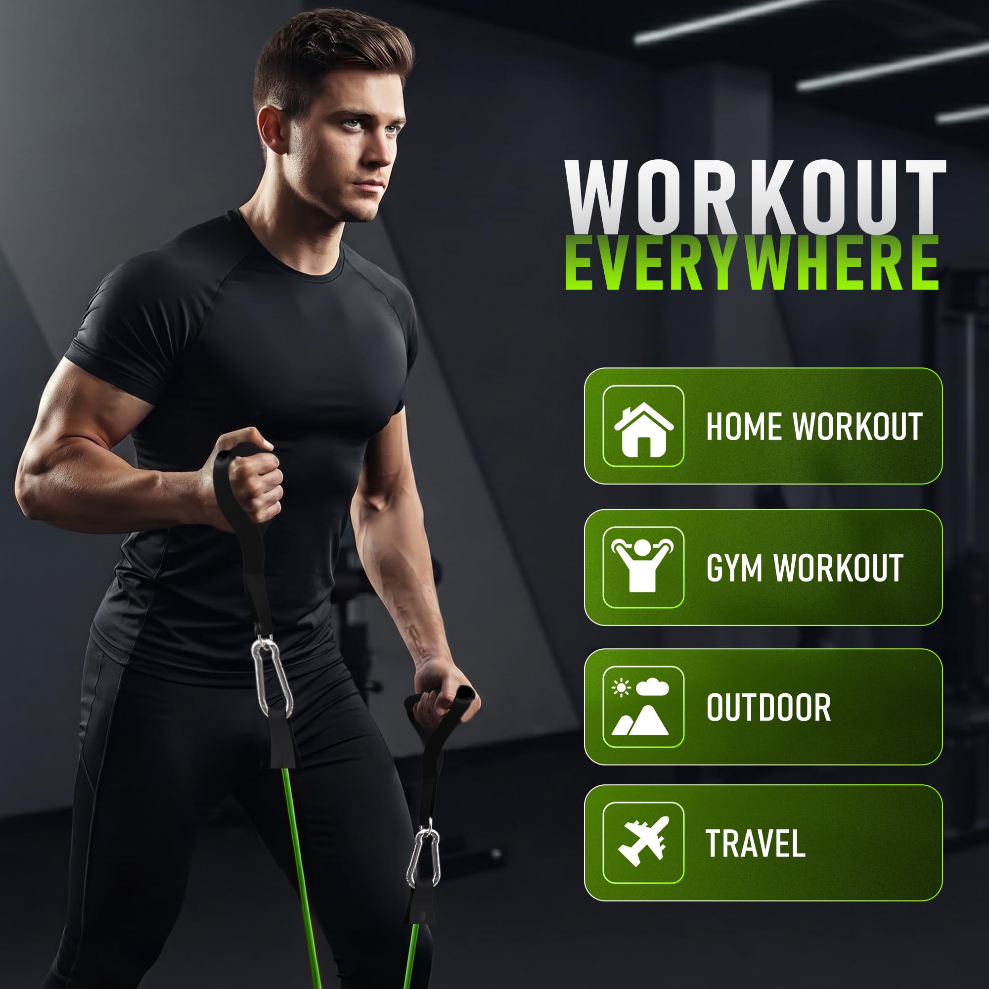 Utopia Fitness Widerstandsband, 5er-Set, für Zuhause, Fitnessstudio, Outdoor-Workout, Türanker, Knöchelriemen und Netzträger – sportlich handlich
