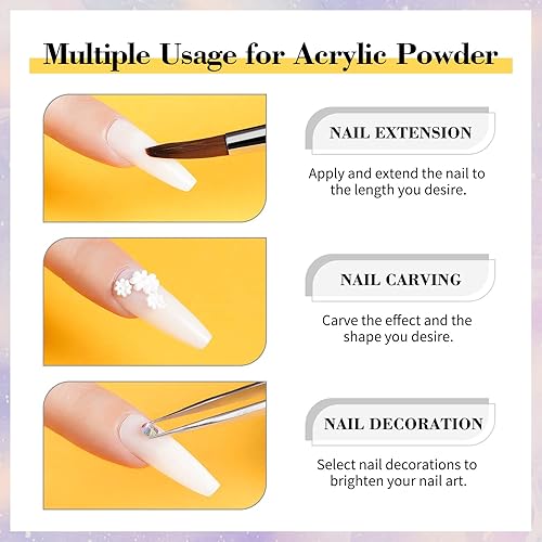 Miniatura 4 de LanFo Juego de polvos acrílicos de 12 colores para uñas, polvo acrílico rosa, marrón, brillantina, polvo acrílico profesional, extensión de polvo de