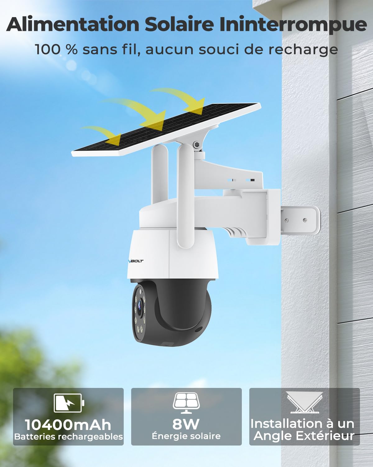GENBOLT 4G LTE AOV Solaire Caméra De Surveillance Extérieur sans Fil