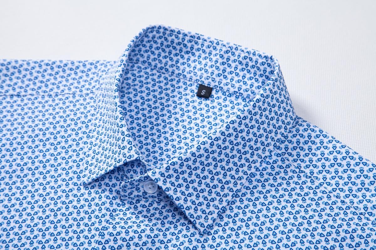 Mens Printed Dress Shirts 4-Way Stretch Long Sleeve Wrinkle Free Floral Casual Button Down Shirt - Image 3