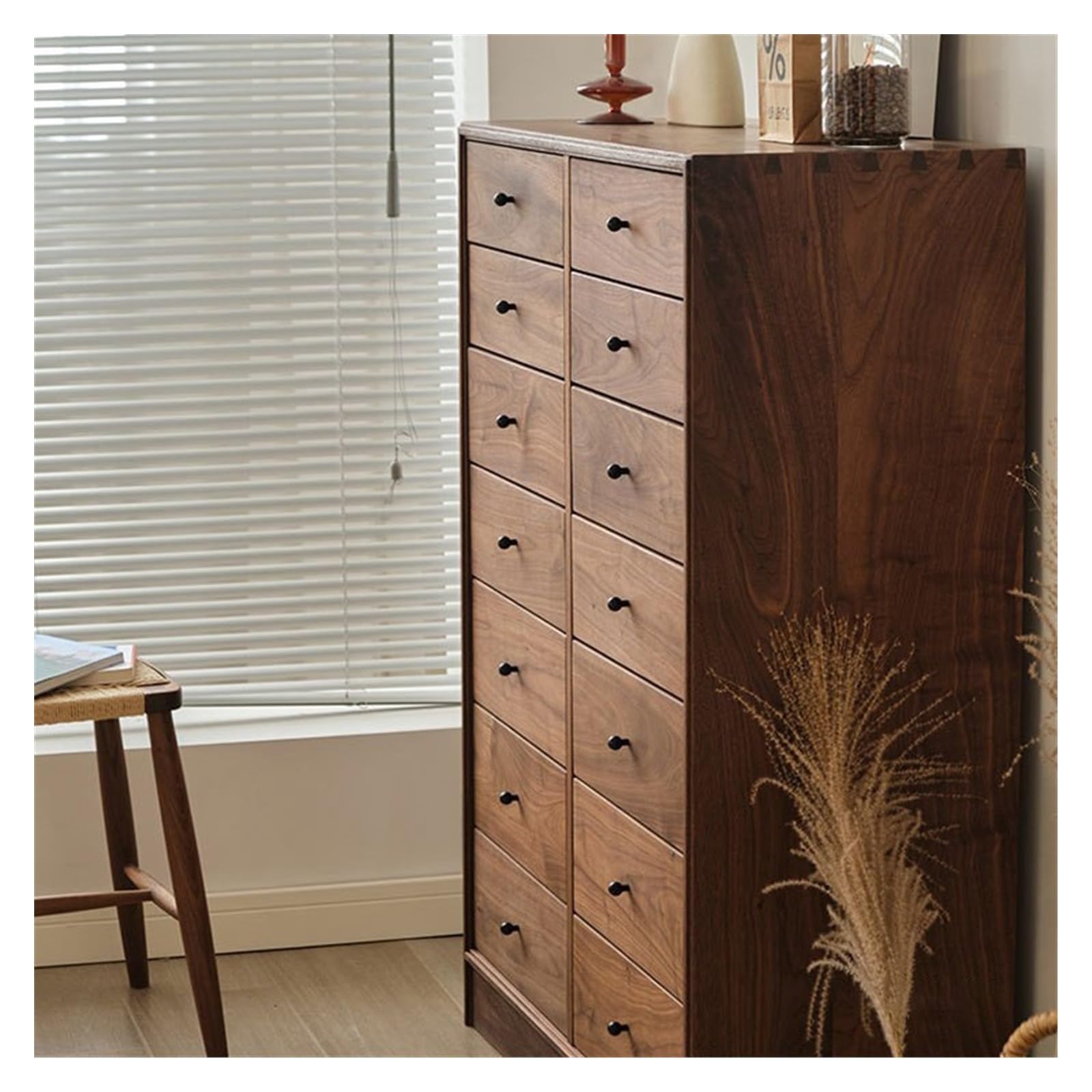 Dh2yjnbf3 Bedroom Door Cabinet Living Room Household Multilayer Storage Drawer Bedroom Large Capacity Log Storage Organizer(Walnut)