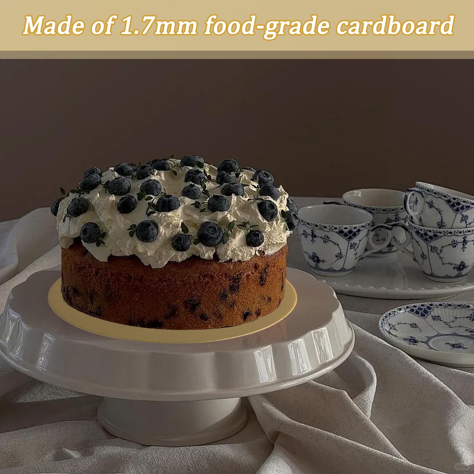 WDZGX Cake Board 25 cm taartonderlegger, cakeboard, rond, 6 stuks, taartplaten, karton papier, herbruikbare taartonderplaten voor transport koeken taarten goud (10 inch goud