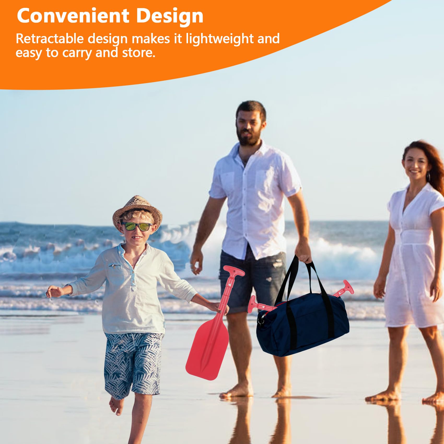 DEDU Lot de 2 pagaies télescopiques de bateau pliables de 53,3 à 109,2 cm réglables, manche en aluminium antidérapant pour enfants et adultes