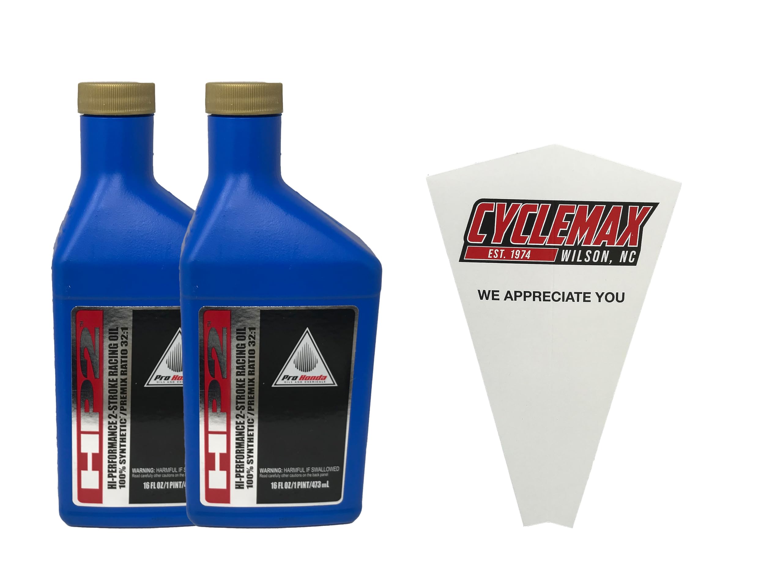 Cyclemax Two Pack compatible with Honda HP2 Synthetic 2 Stroke Oil Pint 08C35-AH21S01 Contains Two 16oz Bottles and a Funnel