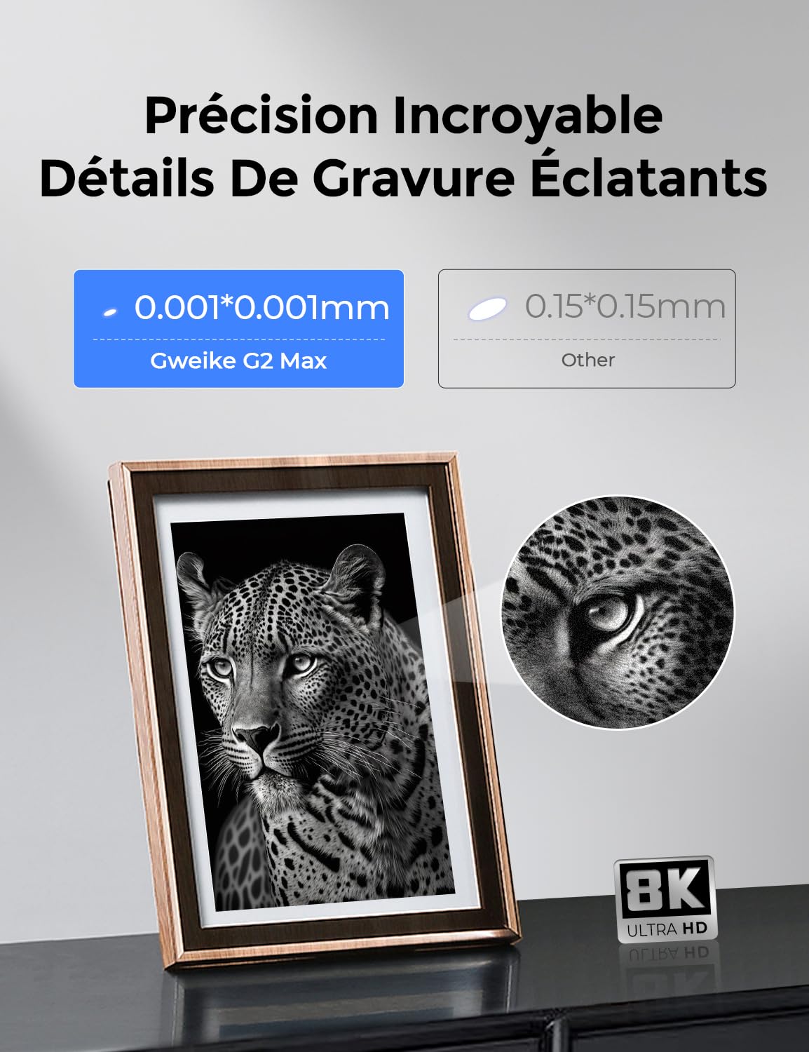 GWEIKE G2 Max 50W Graveur Laser à Fibre, Machine de Gravure Laser à Fibre Portable, avec Gravure 3D & en Profondeur, Compatible avec Découpe Laser à Fibre LightBurn pour Bijoux, Métal, Cuir