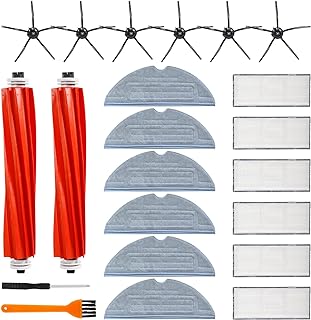 Pack de 22 accessoires Roborock S7,Pièces de rechange pour Roborock S7/S7+/T7S Plus/T7,2 brosses principales,6 filtres,6 brosses latérales,6 lingettes microfibres pour aspirateurs Roborock