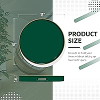 Vista 2 de MAONAME - Bandeja decorativa verde oscuro, bandeja de servir redonda de 13 pulgadas con asas, bandejas de plástico para mesa de café, bandejas