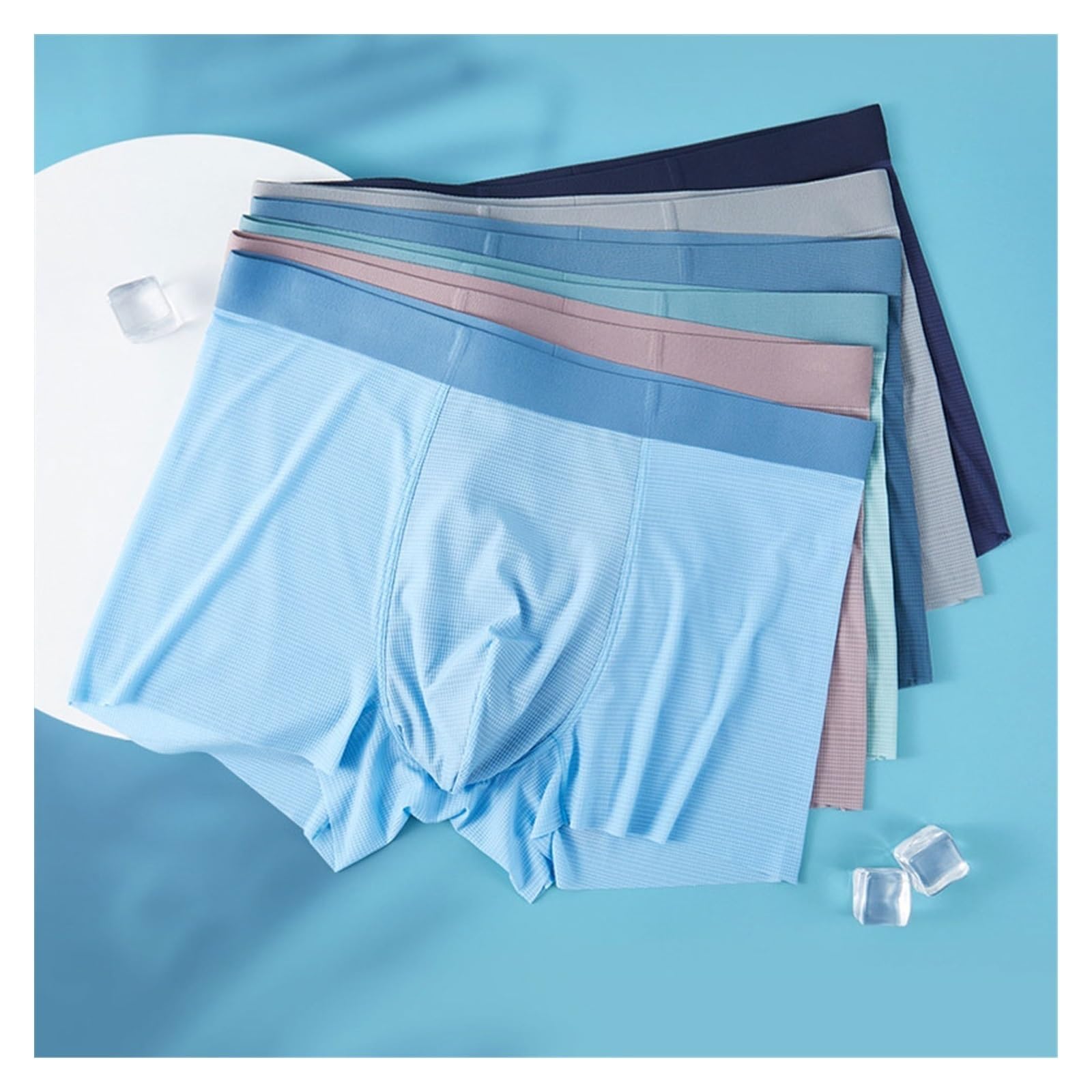 Caleçon soie glacée pour homme actif, sous-vêtements confortables de couleur unie