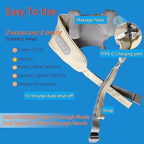 Miniatura 6 de Masajeador de cuello y espalda con calor calmante, masaje experto en tejido profundo, masajeador eléctrico de espalda para amasar. Masaje para