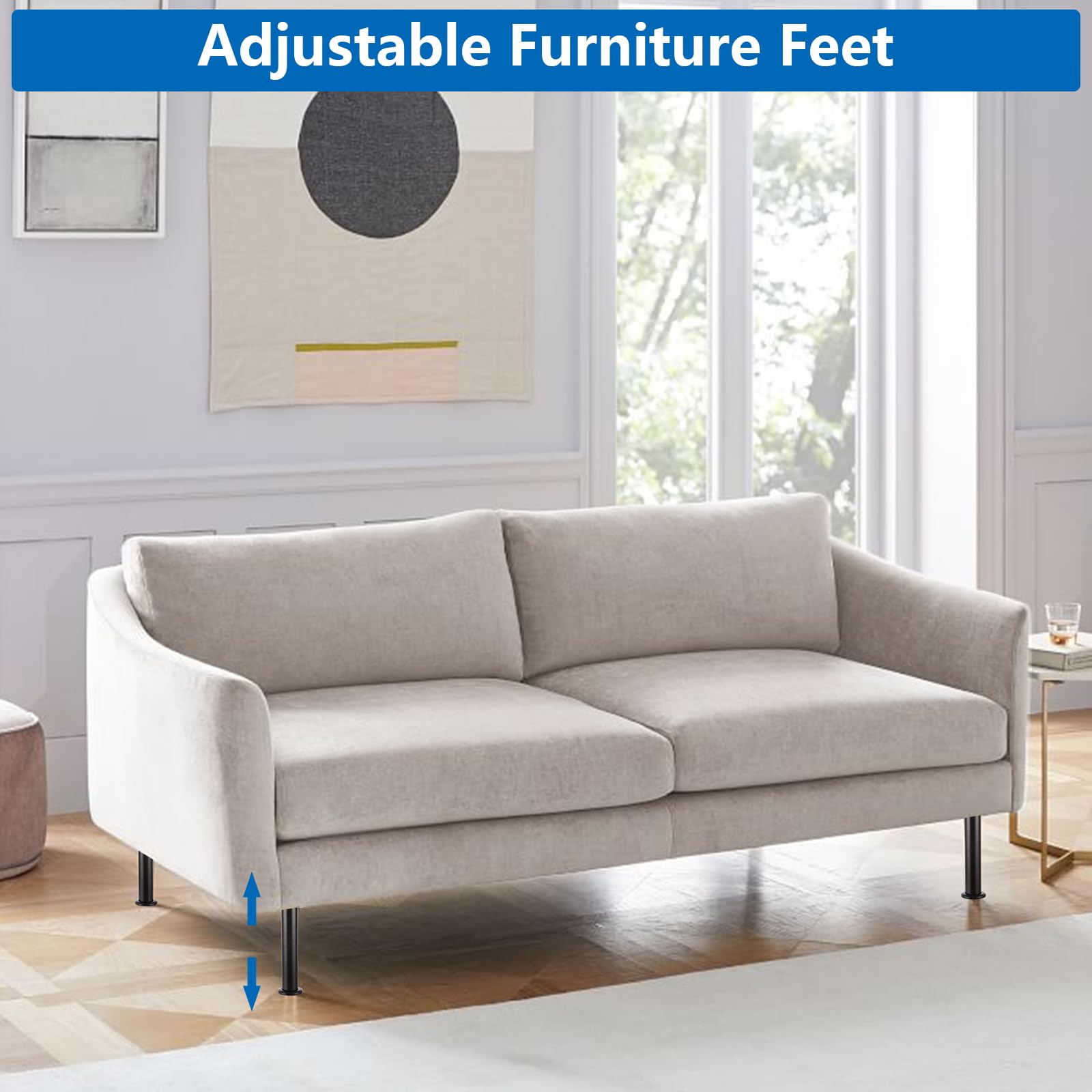 SHUESS 8 patas para muebles de metal, 25 – 42 cm, ajustables, color negro, altura ajustable, patas para muebles, para armario de TV, sofá, silla de baño, etc
