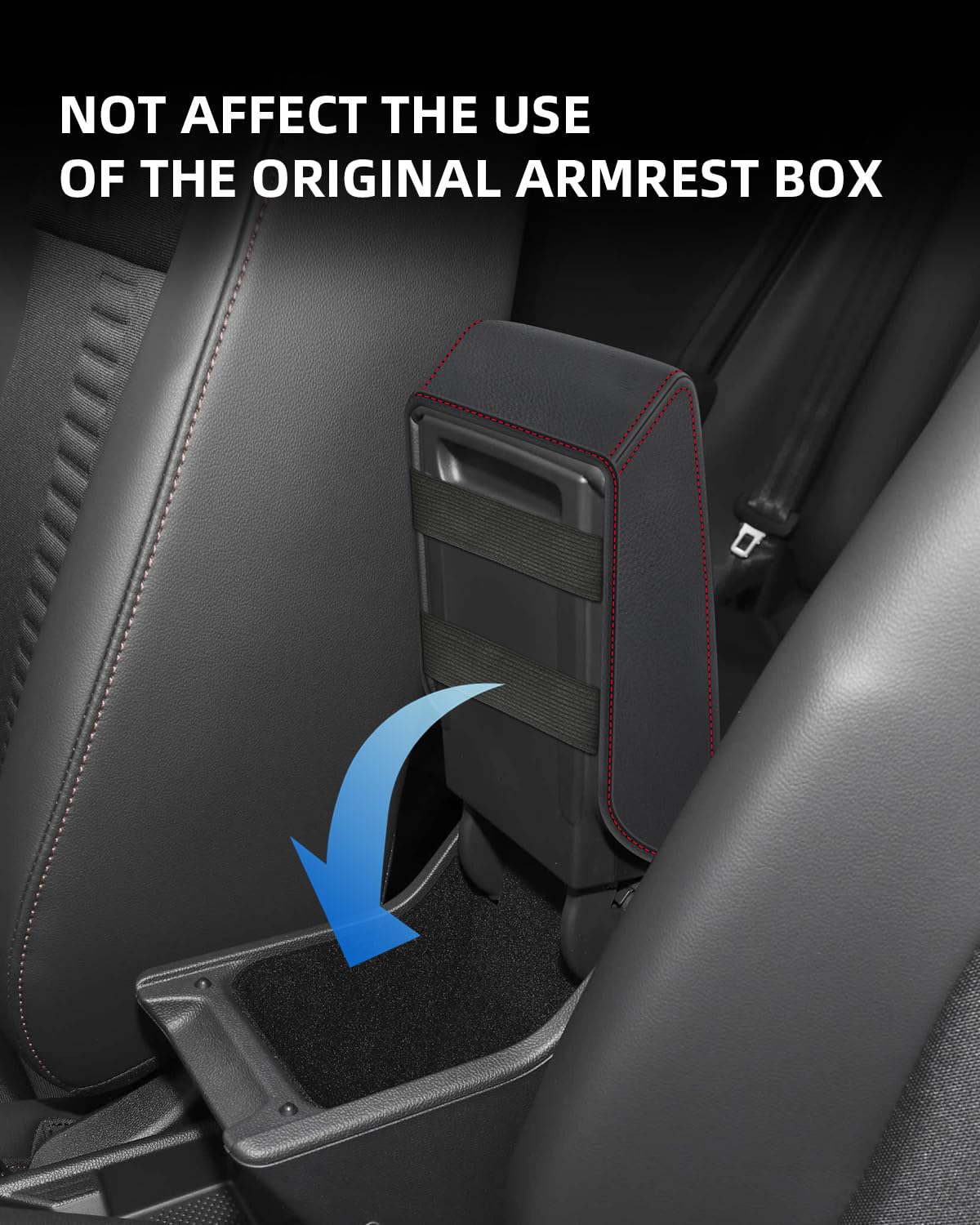 Copribracciolo per VW Polo MK6 2018-2025, Custodia di Protezione del Bracciolo Console Centrale in Pelle PU, Seat Ibiza Arona Copertura Bracciolo Accessori per Alzare il Bracciolo, Rosso