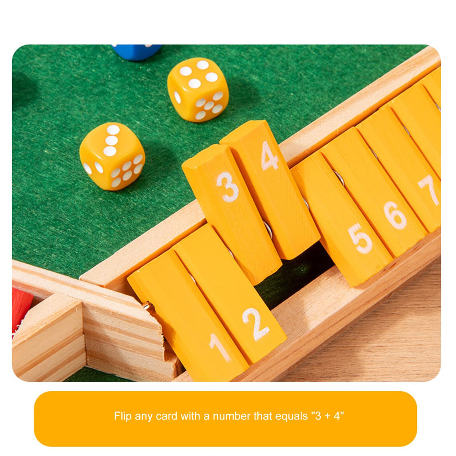 Gioco Chiudi Il Tavolo per 6 Giocatori, Set in Legno con Disegni Tradizionali, Pub, Gioco di Dadi Educativo per Famiglia, Bambini e Adulti - Multicolore - 3 Pezzi