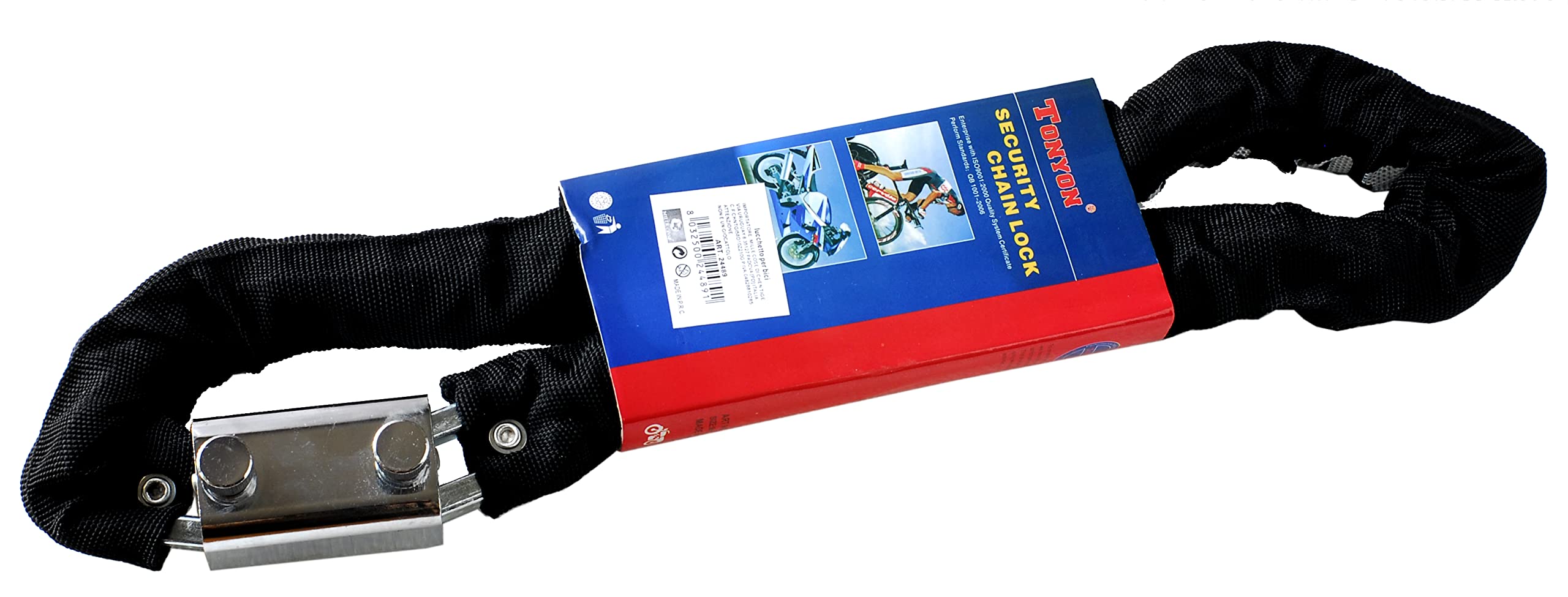 Catena Lucchetto per Bici e Moto con Chiave, Acciaio Resistente Anti Taglio, 90cm.