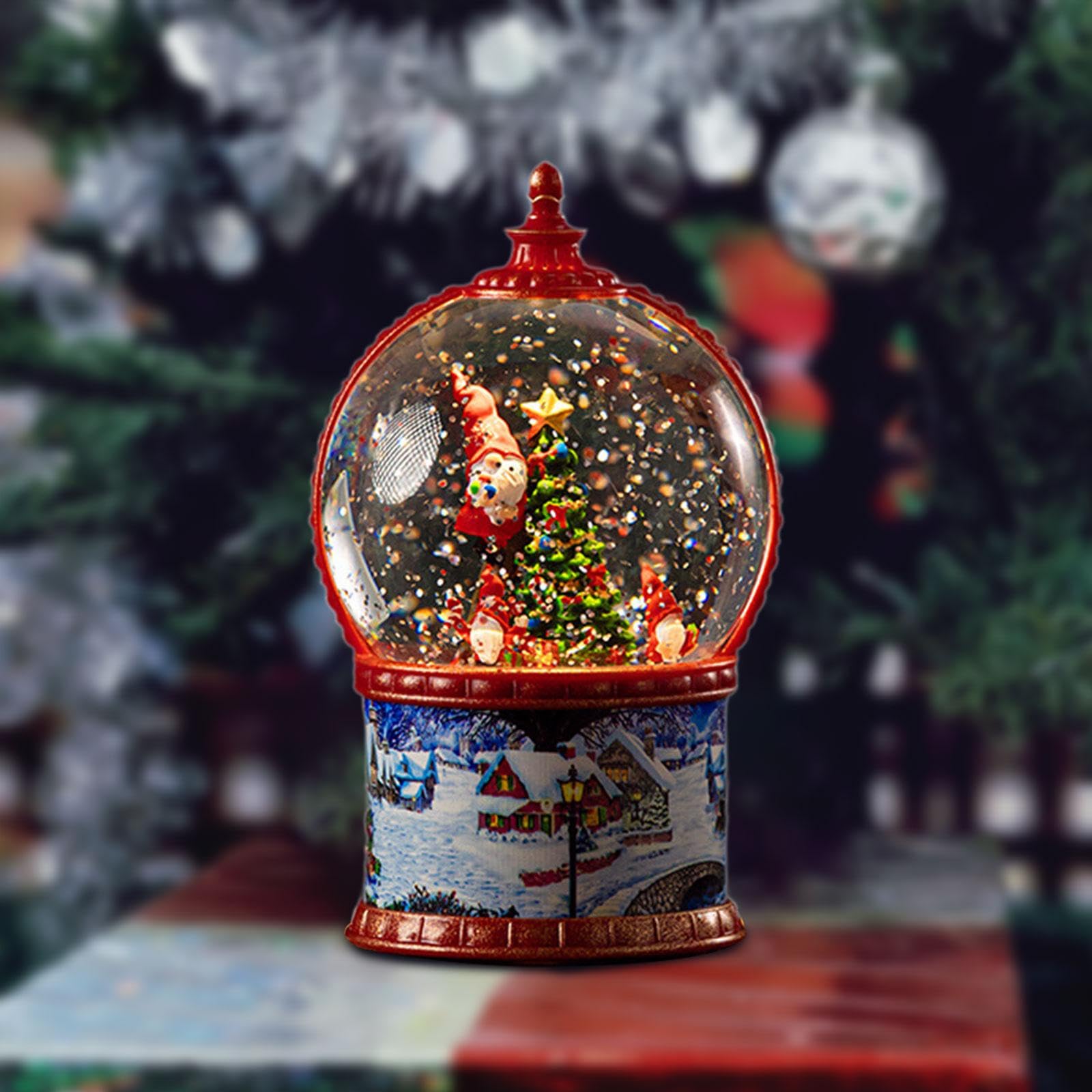 Bola de Nieve Navideña Globo Musical con Luz y Decoración de Resina con Efecto de Nieve Automática Adecuada para Regalo Adorno Interior Escenario de, Papá Noel, Individual