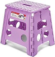 Vista 35 de ACSTEP Taburete plegable de 9 pulgadas, capacidad de 300 libras, taburete antideslizante con asa, taburetes plegables de plástico para niños, Negro