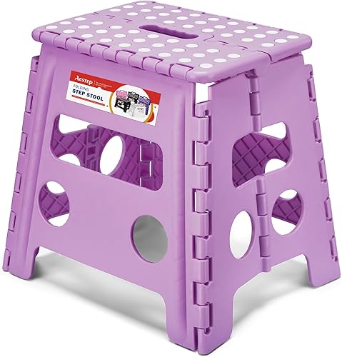 Miniatura 29 de ACSTEP Taburete Plegable - Taburete Ligero de Plástico, Taburetes Plegables de 9 Pulgadas, Taburetes Plegables Antideslizantes para Cocina, Baño,