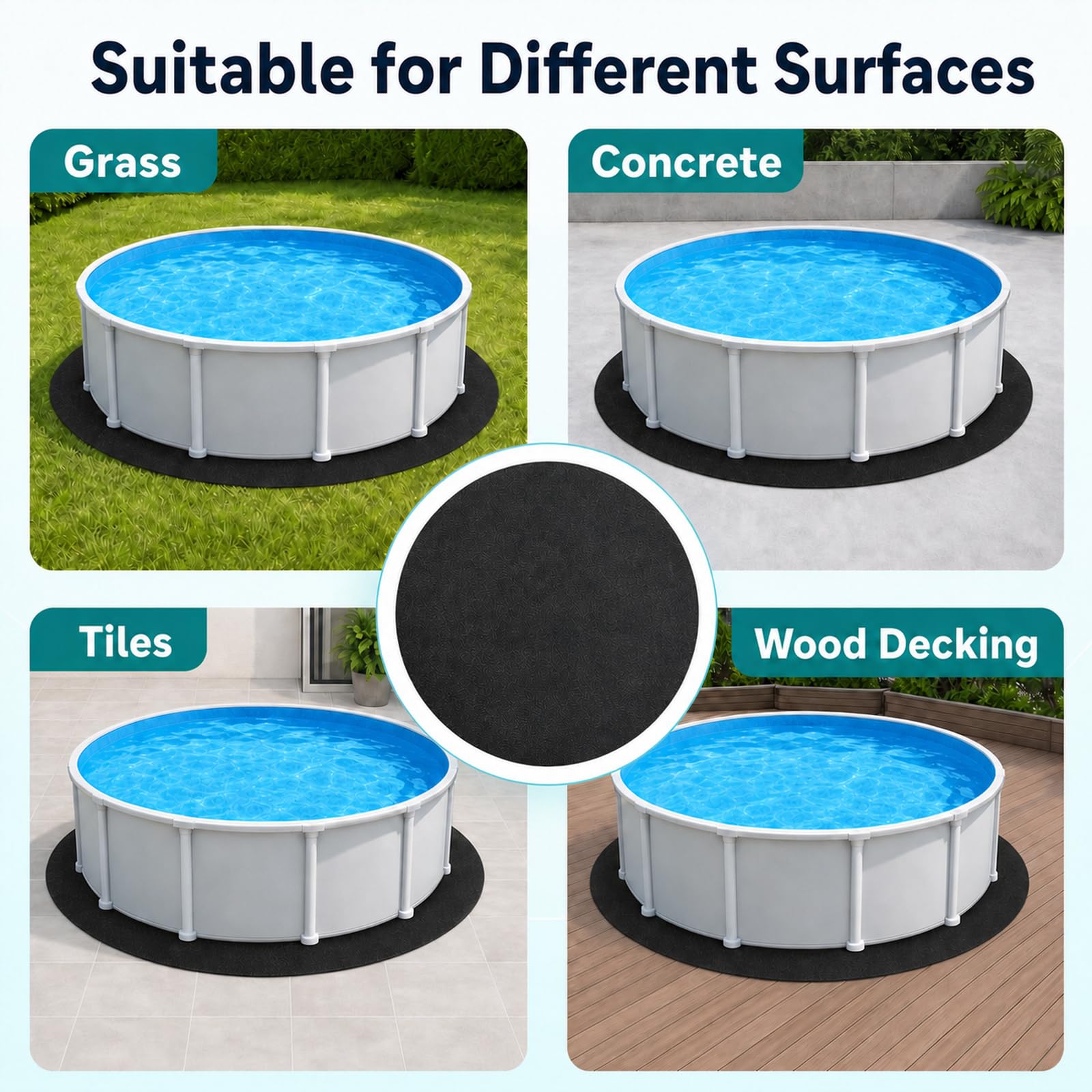 Alfombrilla De Suelo para Piscina,Base De Piscina Antideslizante | Impermeable Y Antipolvo,FáCil De Usar,Apto Para Su Uso En CéSped, Madera O Concreto En El JardíN