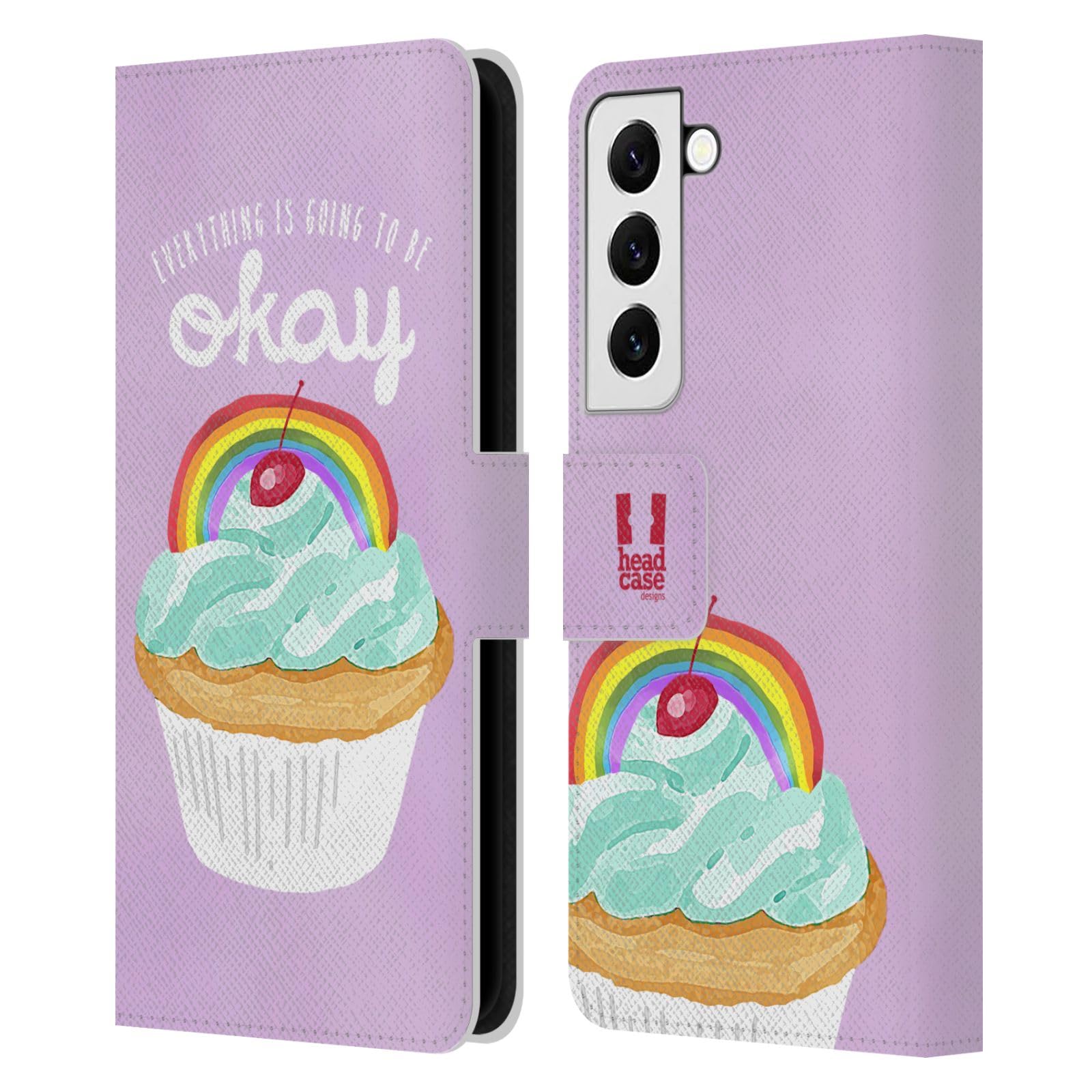Funda de cuero tipo libro Samsung Galaxy S22 5G con diseño de magdalenas multicolor 7