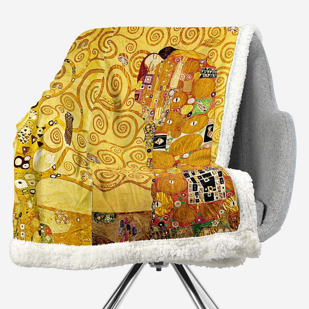AHKGGM Coperta Calda Plaid in Pile di Flanella Klimt Bedding Sherpa Coperta in Pile di Flanella per Divano - Coperta Leggera - Morbida e Calda per Divano 130x150cm