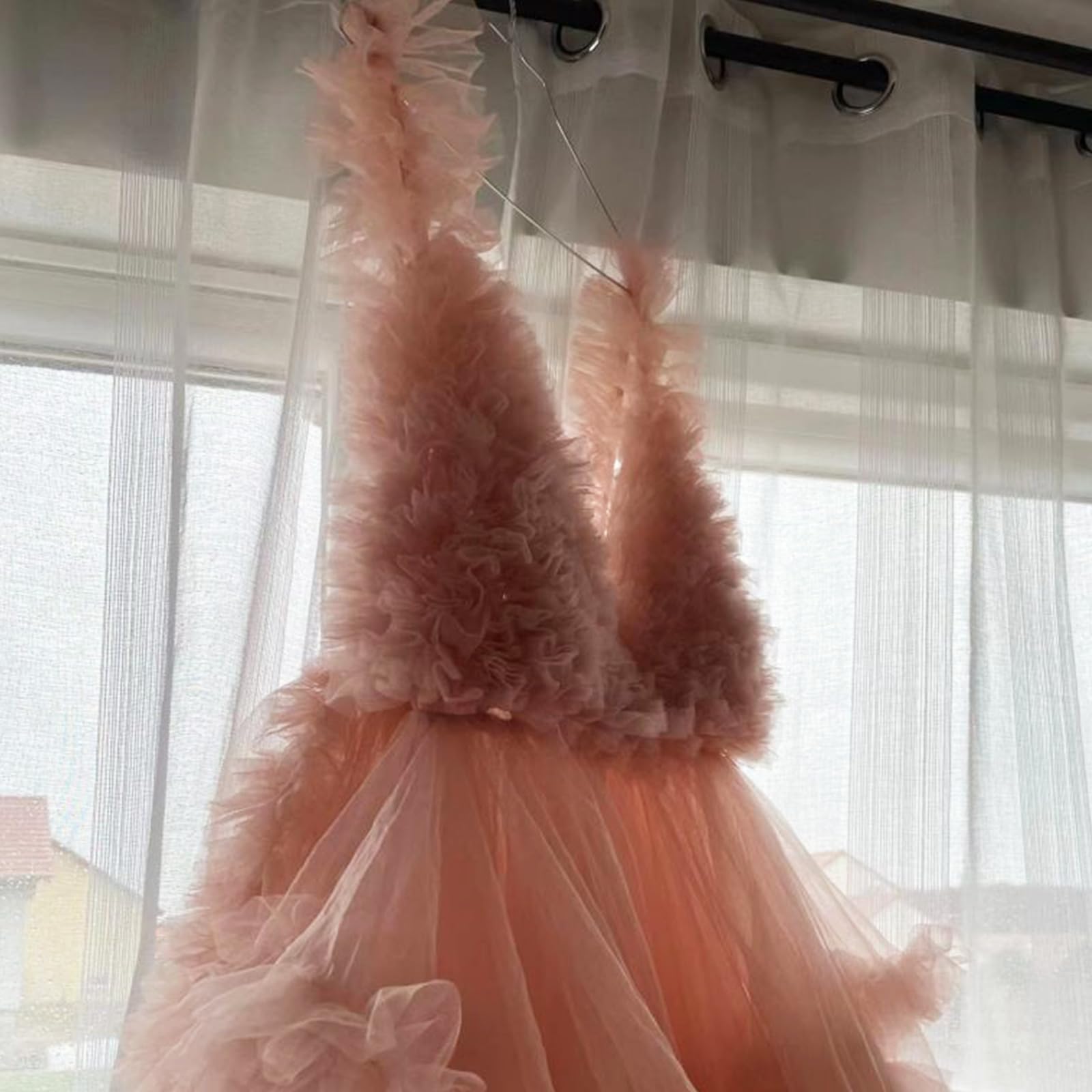 Robe de maternité élégante en tulle - Robe de maternité à volants pour séance photo, événement formel et activité quotidienne pendant la grossesse - Confortable