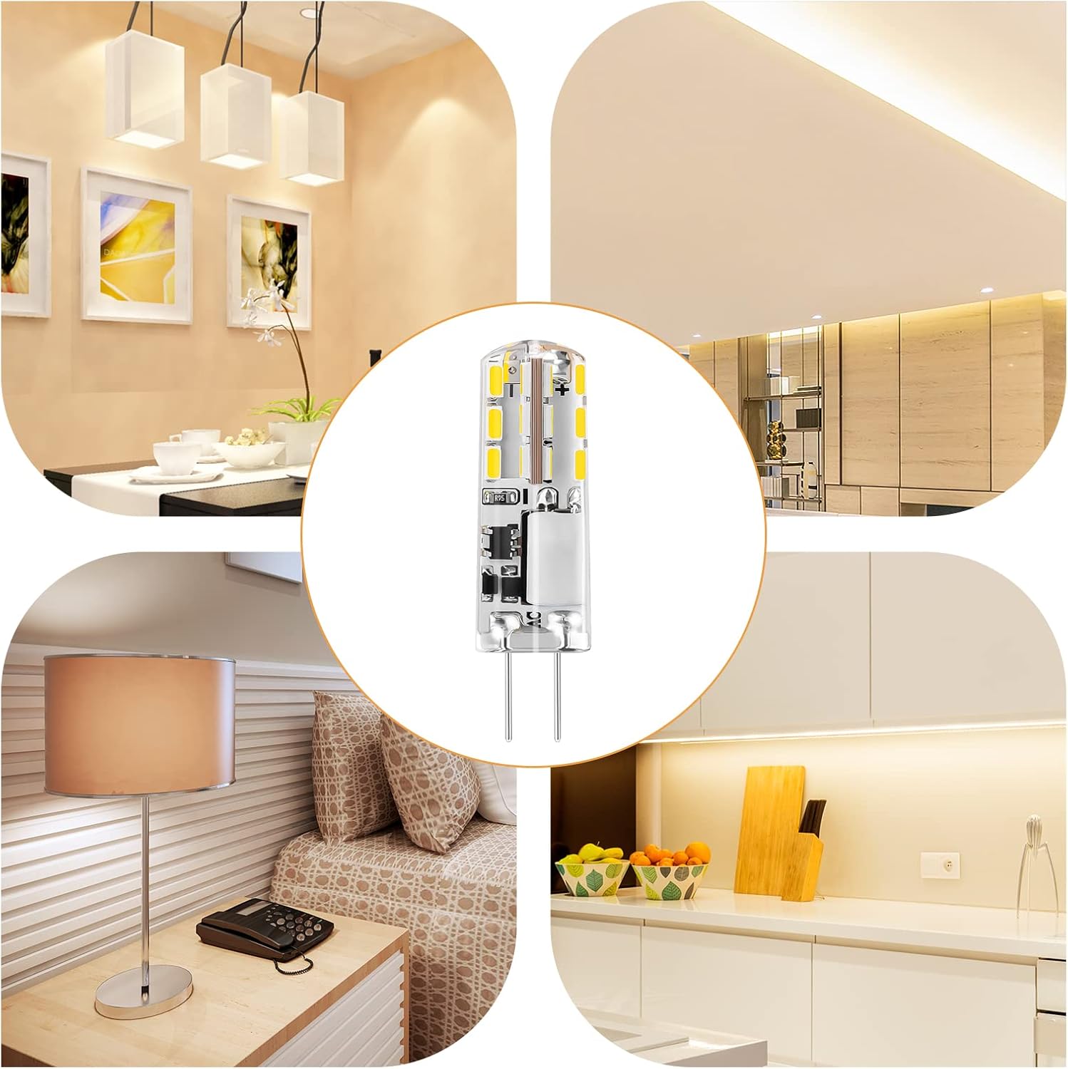 I-SHUNFA G4 LED Bulb T3 JC Bi-Pin Base, 12V AC/DC, 1.24W, 93LM, 6000K Cool White, Flicker-Free, Energy-Saving, 30,000 Hour Lifespan - Perfect for Chandeliers, Kitchen, Living Room(5Pcs)