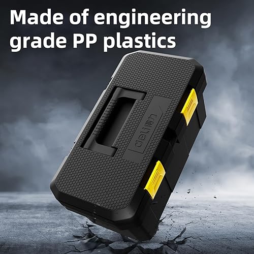 Miniatura 6 de Deli Caja de herramientas de plástico, caja de herramientas de 18 pulgadas con asa, organizador de caja de herramientas resistente, estuche de