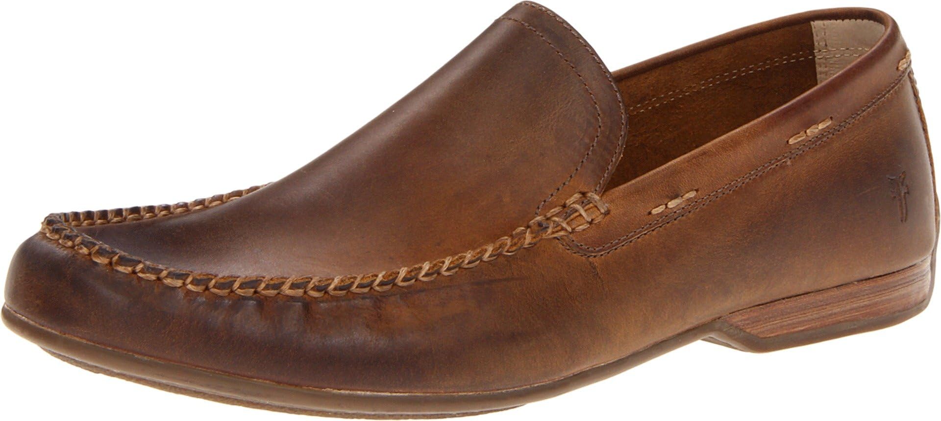Frye Lewis Venetian Loafers for Men Hand-Crafted with Antique Pull-Up Leather with Moccasin Construction, Full Rubber Outsole, and Modified Heel – ¾” Heel Height