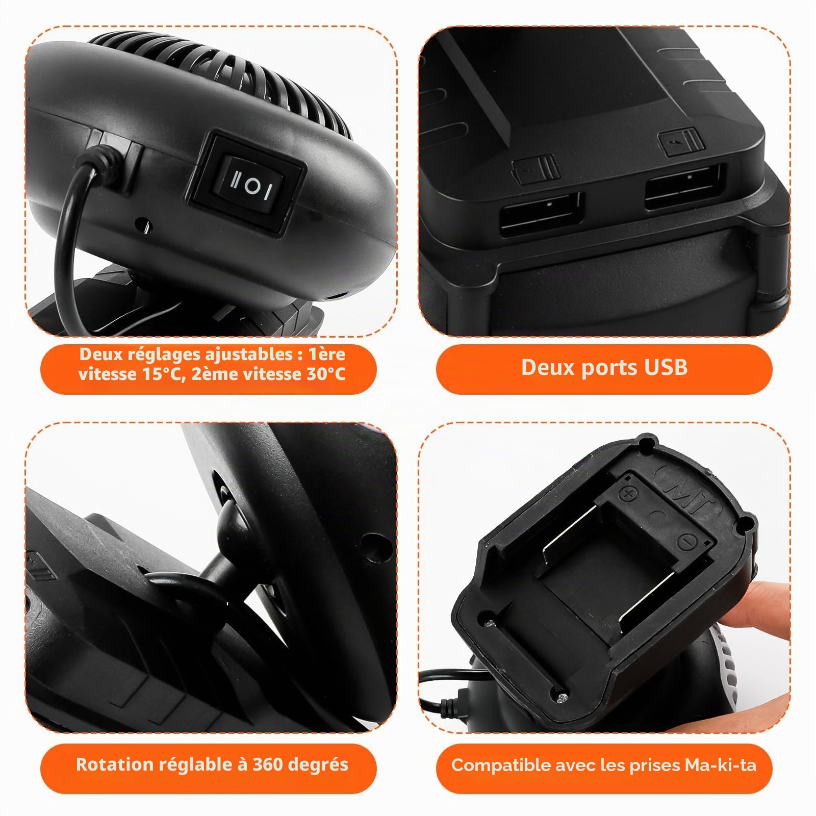 Chauffage D'appoint alimenté par Batterie, Chauffage Voiture Portable Sans Fil, avec Deux Batteries et un Chargeur, Chauffage Rapide,Dégivrage, Désembueur,Pour Maison,Bureau, Suv,Bureau (96V)