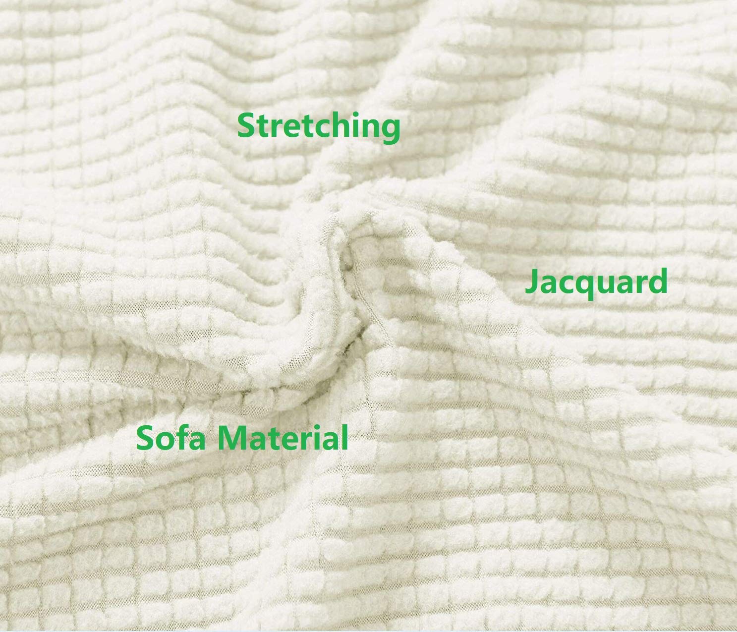 EBETA Copridivano elastico, Copripoltrona Jacquard 3 Posti con 3 Fodera per cuscino, Copridivano Un Posto AntiGraffio per Gatto Cani (Bianco crema, 3 Posti)