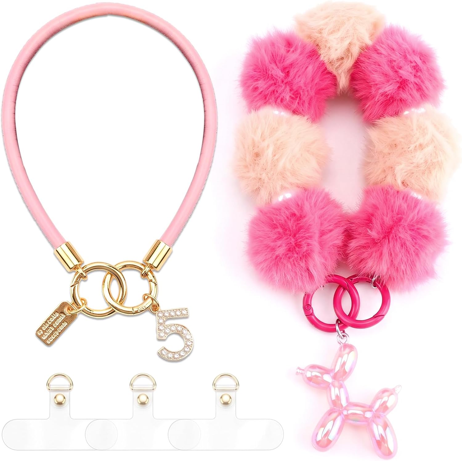 4pcs Phone Charms Strap, Butterfly Bow Camera Strap Wrist Beaded Phone Bracelet Wrist Straps