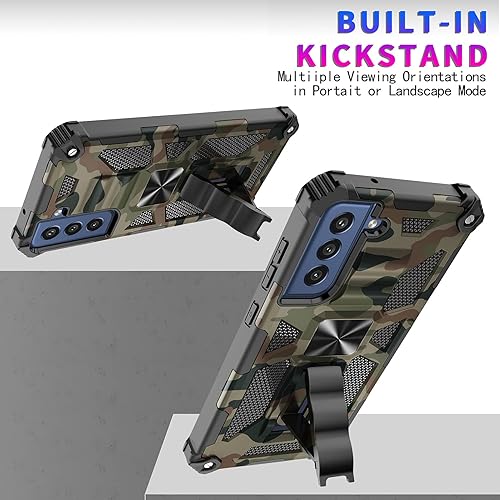 Miniatura 6 de Funda para Samsung Galaxy S21 (no compatible con S21 Plus), funda de camuflaje militar con protección de grado militar, probada en caídas y función