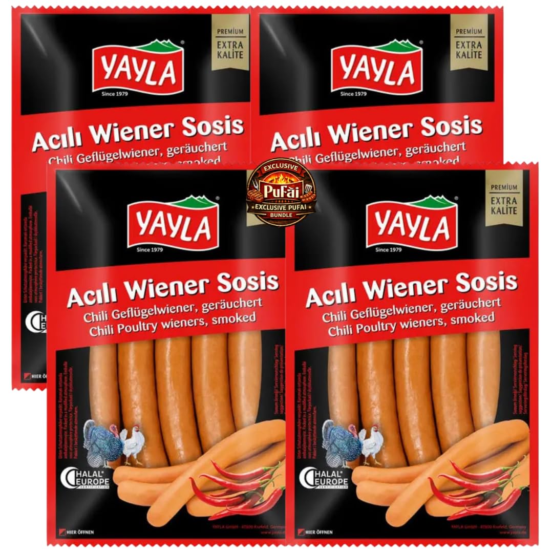 Yayla Chili-Geflügel Wiener scharf Wurst 400g x 4 Packungen