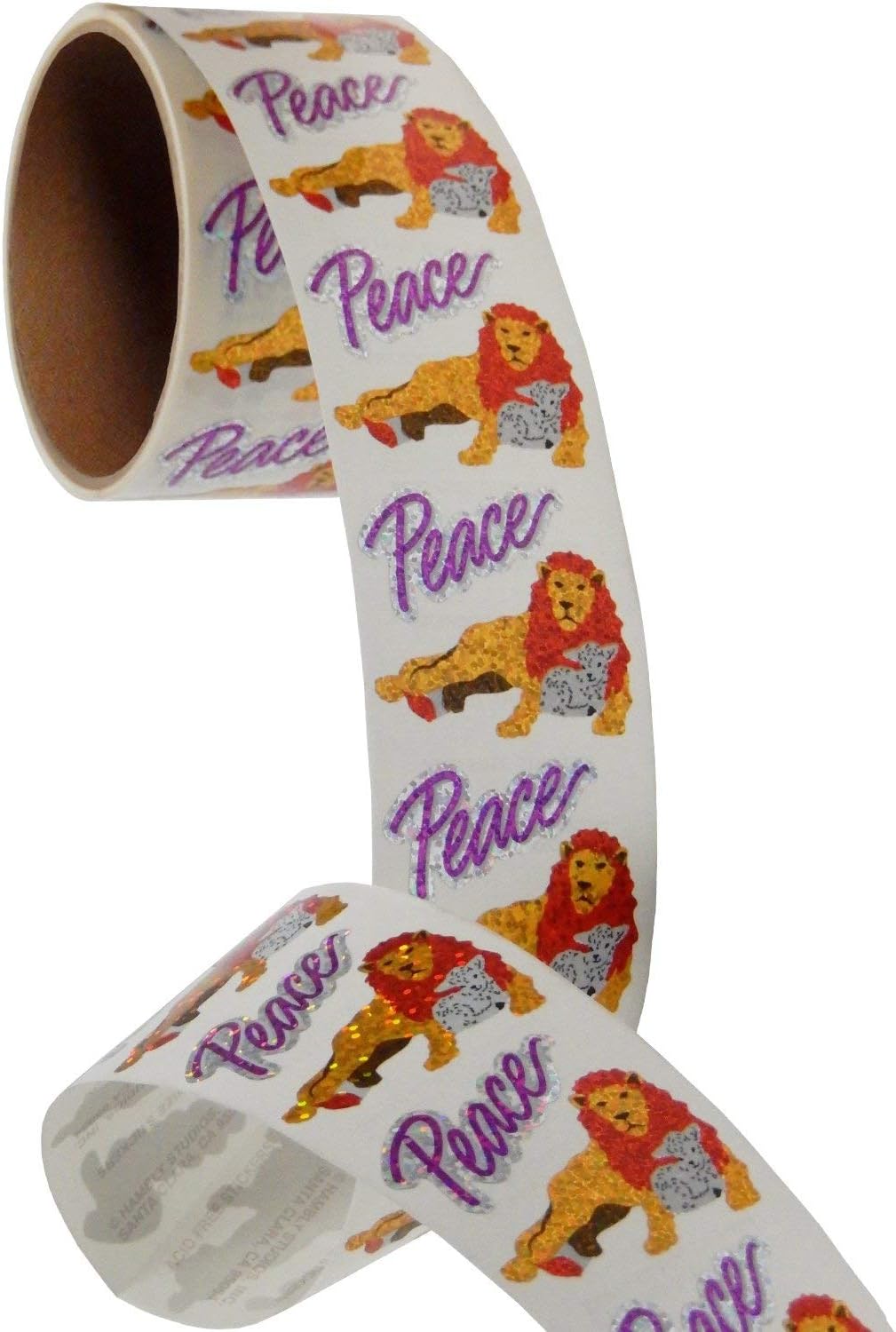 Jillson Roberts Christmas Prismatic Stickers, Peace, Lion and Lamb, 14.5 Foot Continuous Roll, 100 Repeats (BXS7165)