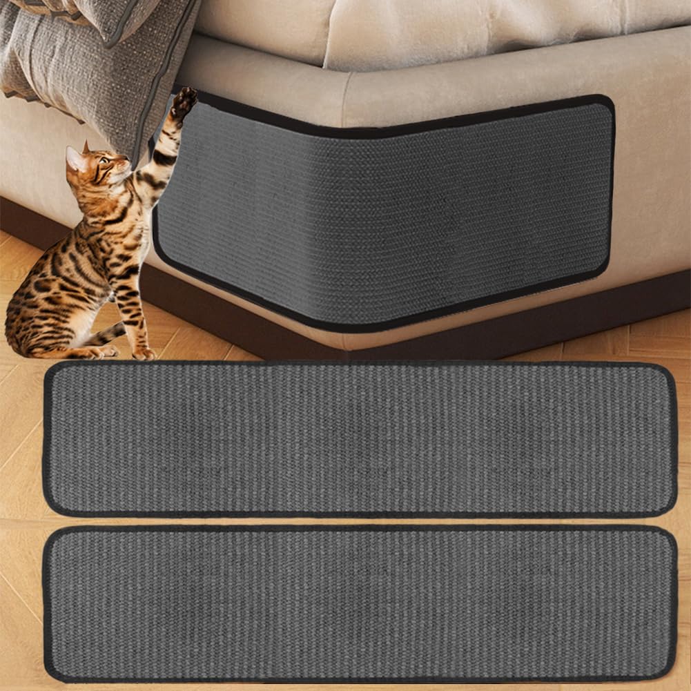 2Pcs Cat Scratching Mat Sofa Furniture Protector Cat Scratcher Board Natural Sisal Kitty Scratching Pad Scratch Couch Cover Guard Claws Care Toy Scratcher Mat Rug for Grinding Claw Protect Furniture