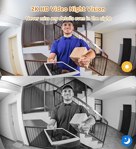 Miniatura 8 de TOUCAN Cámara de timbre, timbre de video con timbre, conversación de 2 vías, WiFi de 2.4 GHz, visión nocturna, detección de movimiento PIR,