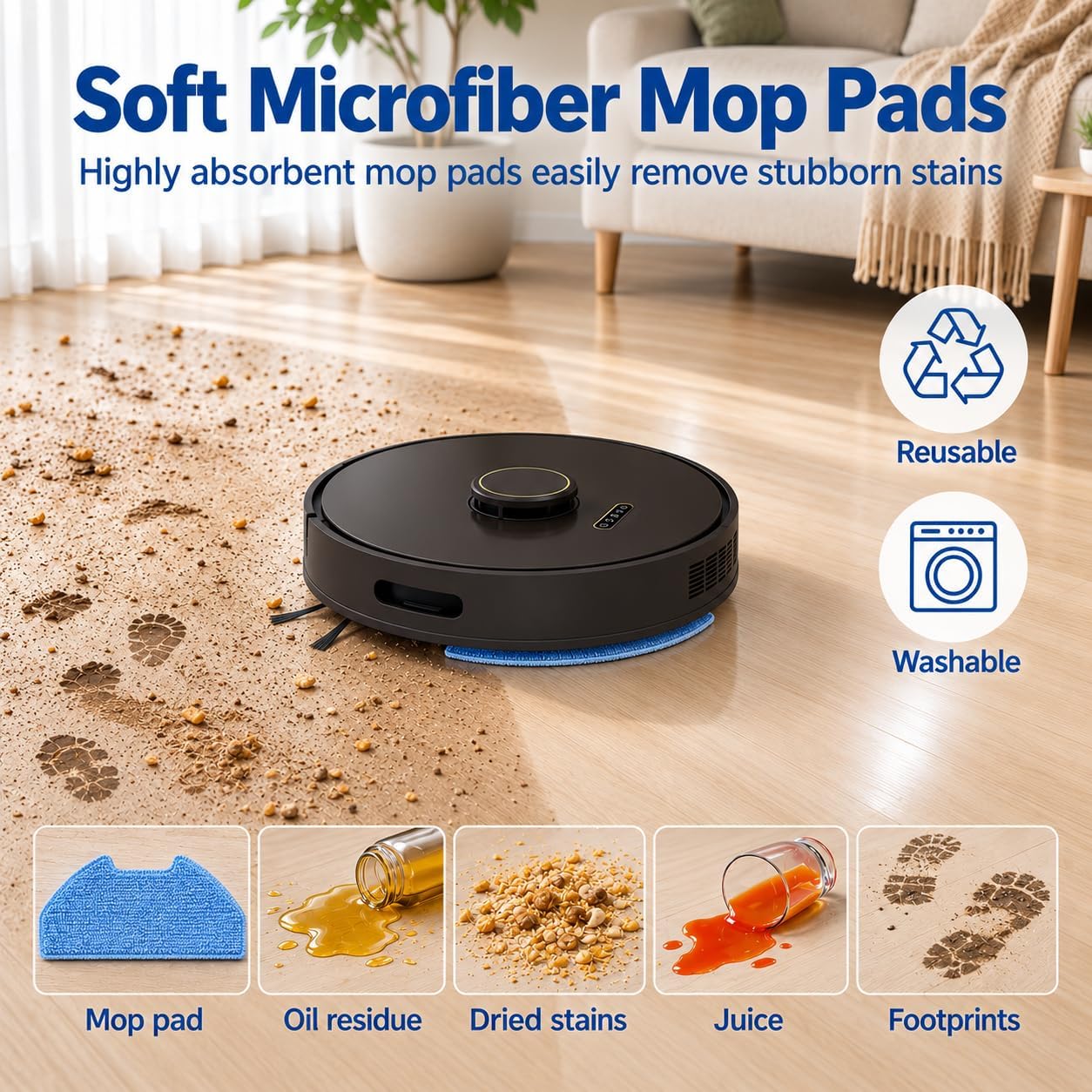 19 Pack Replacement Accessories Compatible with BObsweep UItraVision Robot Vacuum Cleaner, 1 Roller Brush,6 Side Brushes,4 HEPA Filters,4 Mop Pads,4 Dust Bags Vacuum Cleaner