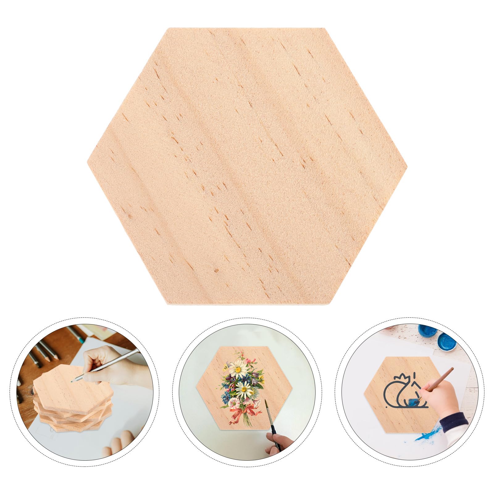 TEHAUX 25 Pezzi Fette Esagonali in Legno Beige Pronte da Decorare Facili da Dipingere per Ornamenti Natalizi e Decorazioni la Casa
